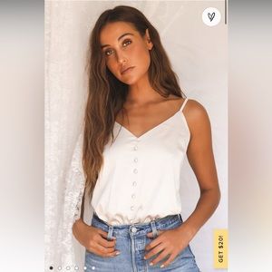 Lulus Light Beige Satin Bodysuit. XS. New with tags.